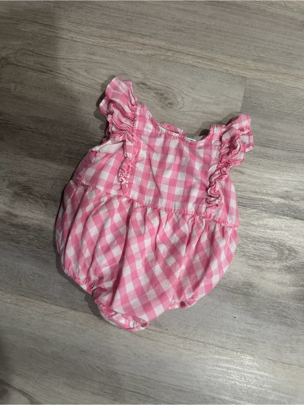 Little Me Pink Gingham Ruffle Baby Romper